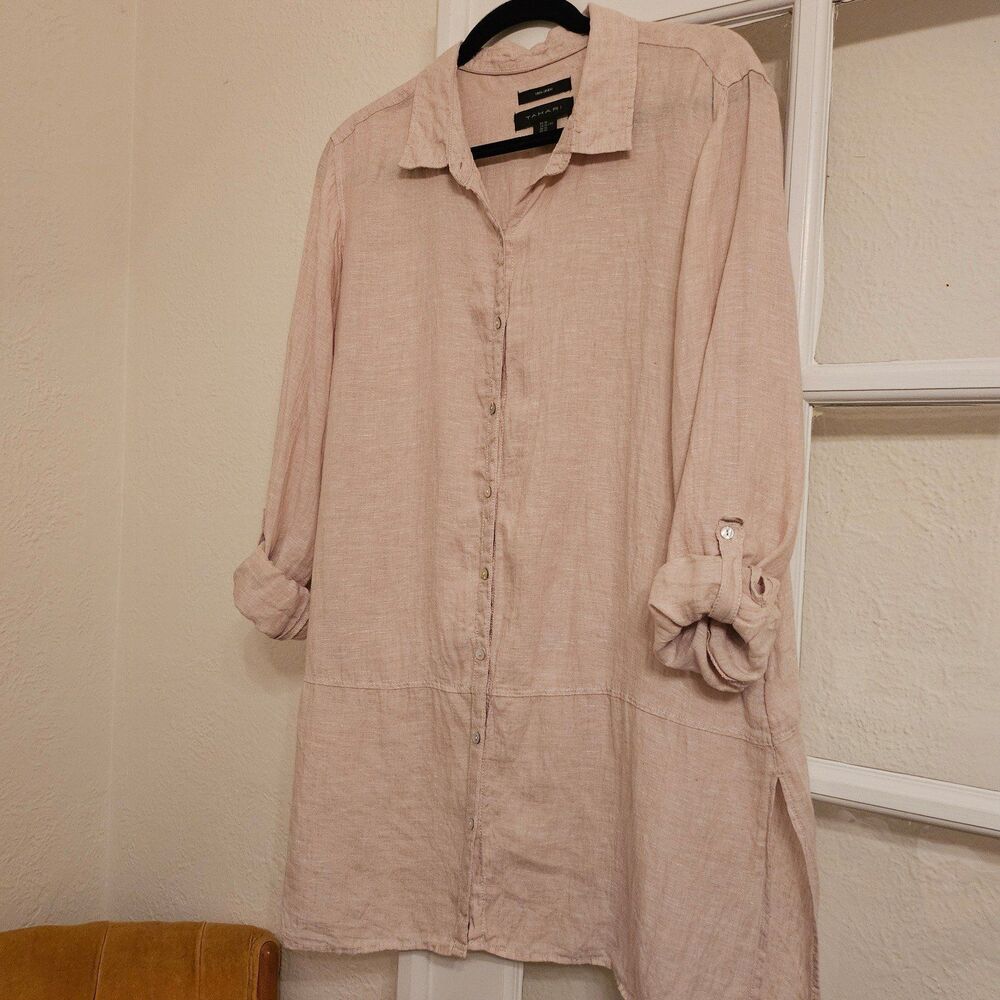 Tahari Linen Tunic Top, Size XL
